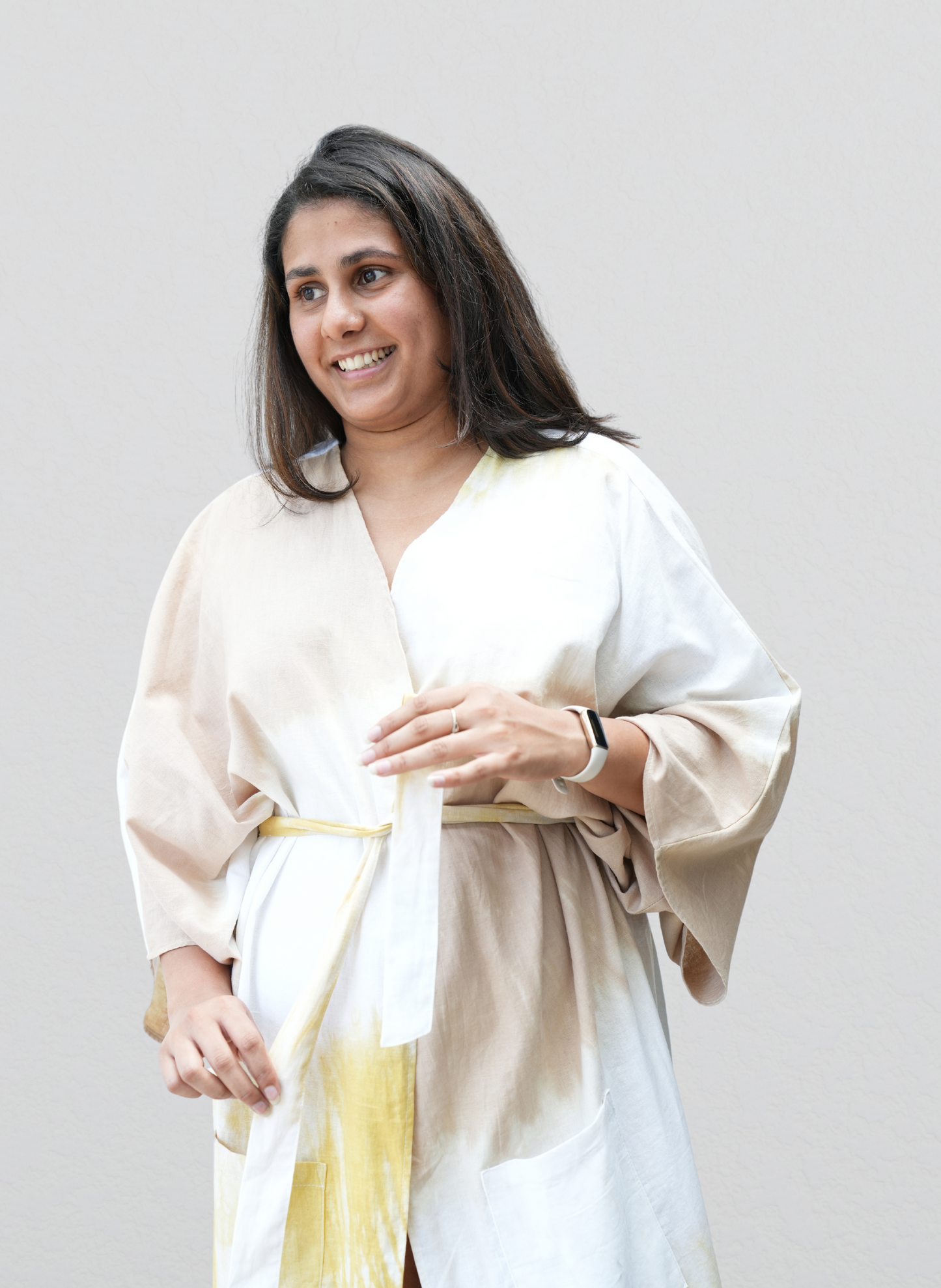 Lina Dress- Yellow & Light Brown