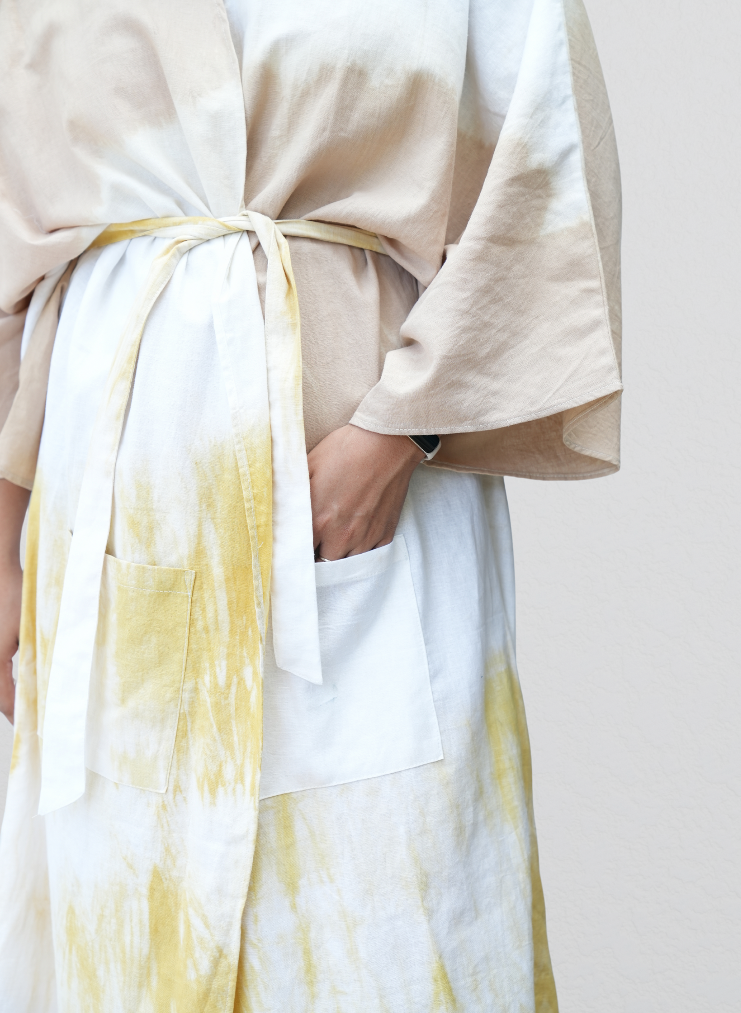 Lina Dress- Yellow & Light Brown