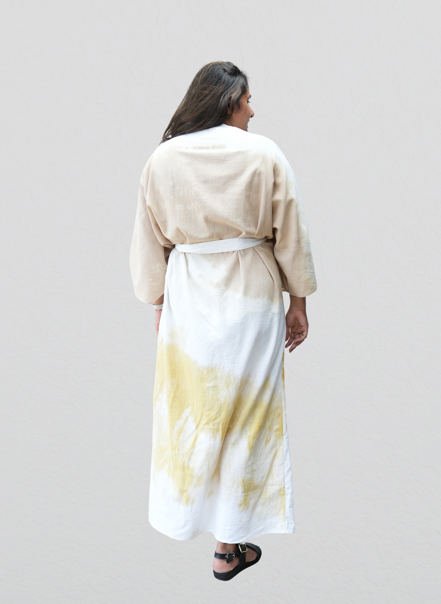 Lina Dress- Yellow & Light Brown