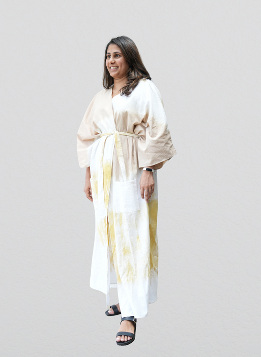Lina Dress- Yellow & Light Brown