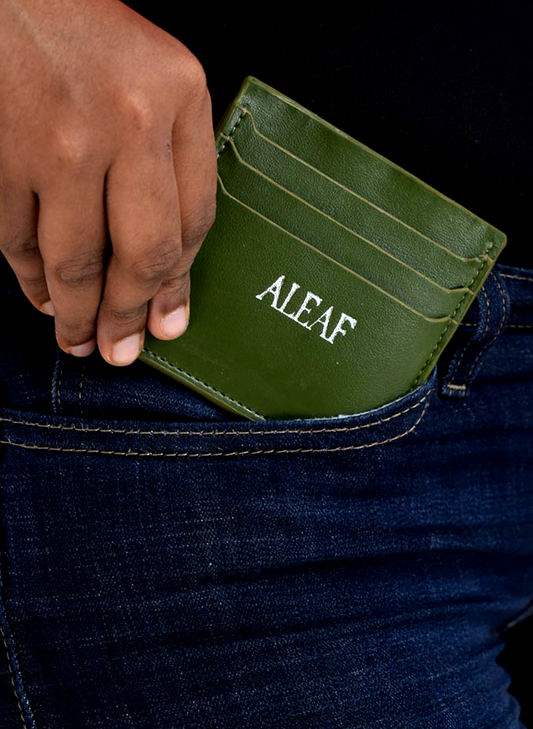 Moss Vegan Leather Cardholder - Green